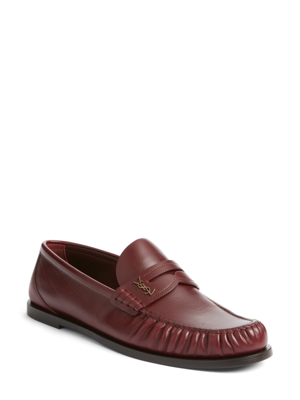 Saint Laurent Lauren Penny Leather Loafers Red